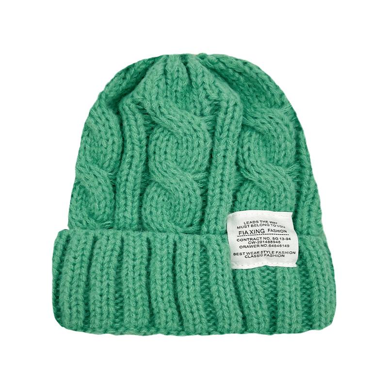 New Solid Color Twist Wool Hat Women's Winter Warm and Cold Hat Men's Versatile Jacquard Letter Knitted Hat