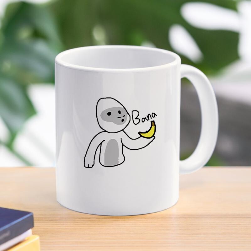 Gorilla Tag Monke Cartoon Mug Monkey Breakfast Milk Cup Drink Tableware Ceramic Coffee Cup Gift Dessert Kawaii Drinkware Kitchen 11oz