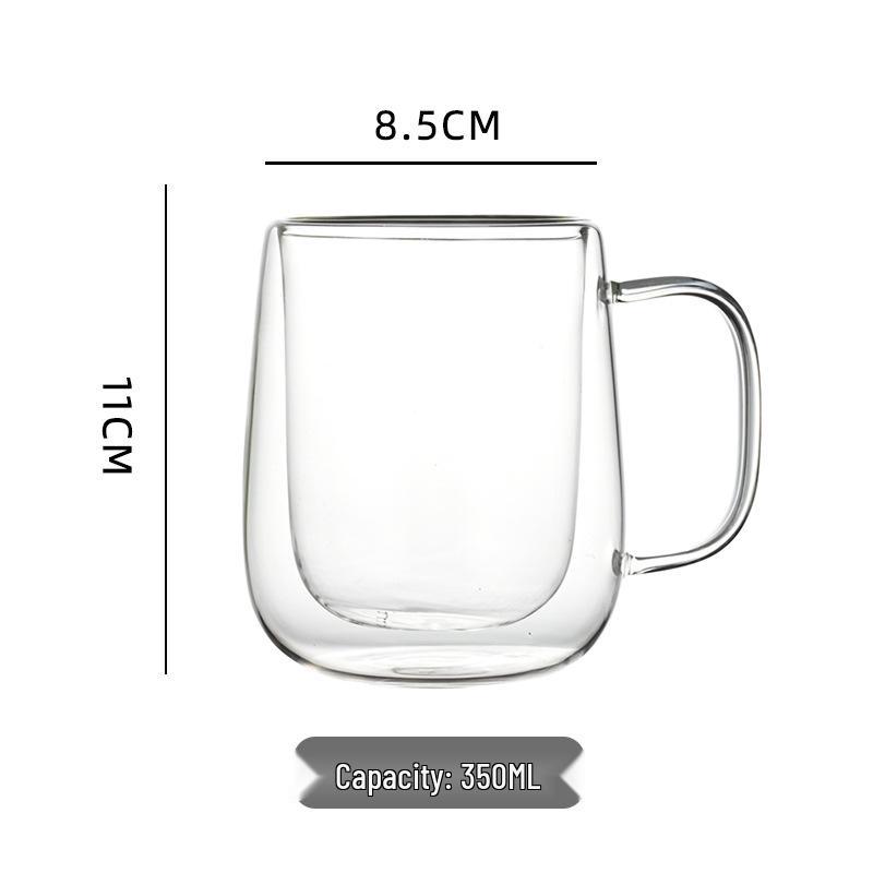 Creative Double-Layer Glass Mug with Handle - Insulated for Hot/Cold Beverages
