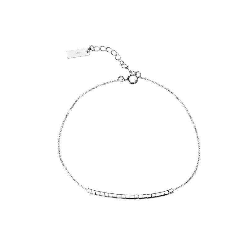 Banyan Tree S925 Silver Geometric Square Anklet - Women's Cool Style Simple Design Trendy Accessory