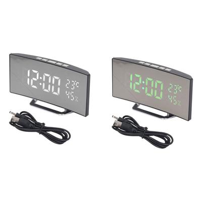 LED horloge numérique 3 niveaux de luminosité Snooze USB alimenté par batterie miroir électronique réveil avec T
