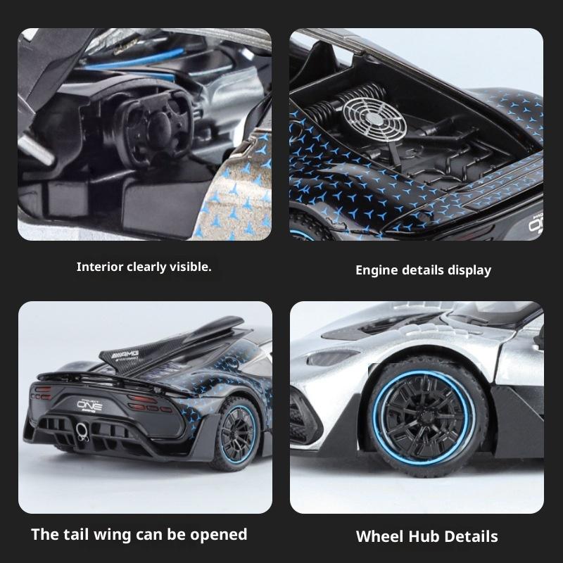 1:32 Scale Amg One Sports Car Model - Alloy Diecast Vehicle With Opening Doors Sound Light Effects Pull Back Power Kids Toy Car