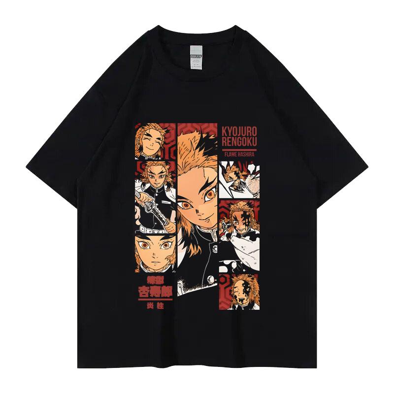 Ghost Exterminating Blade Retro Printed Short Sleeve Anime T-Shirt Men's and Women's Pure Cotton Summer New Streetwear