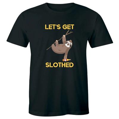 Lets Get Slothed Unisexs T Shirt Funny Saying Sloth Drinking Party Vintage Streetwear Unisex Stylish Stretched Versatile