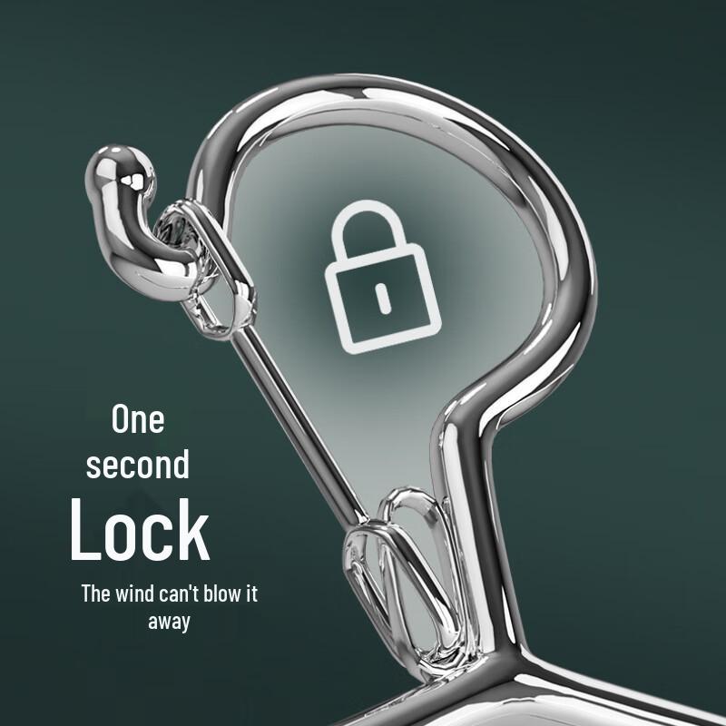 Di Rui En 304 Stainless Steel Anti-Slip Windproof Clothes Hangers, 10-Pack