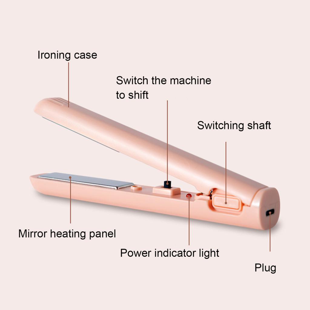 Portable USB Hair Straightener Fast Heating Electric Curling Iron Straight Curly Hair Bangs Mini Curling Wand Travel Women Hair Styling Tool
