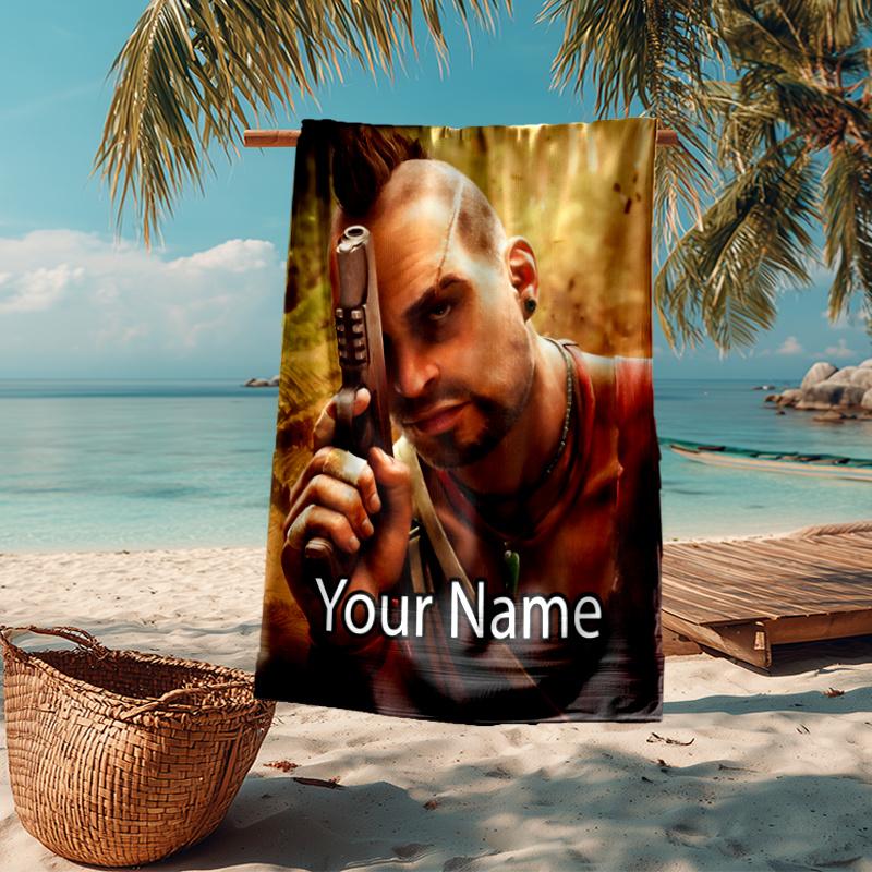 Custom Name Ultra-Soft Beach Towel with Far Cry Theme,Ideal for Pool - Camping, Diving - Perfect Travel Essential, Vibrant Beach Towel.