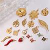 SH77 Custom Stainless Steel Charm Classic Jewelry Pepper Daisy Strawberry Clover Zircon Pendant 18K Gold PVD Charms