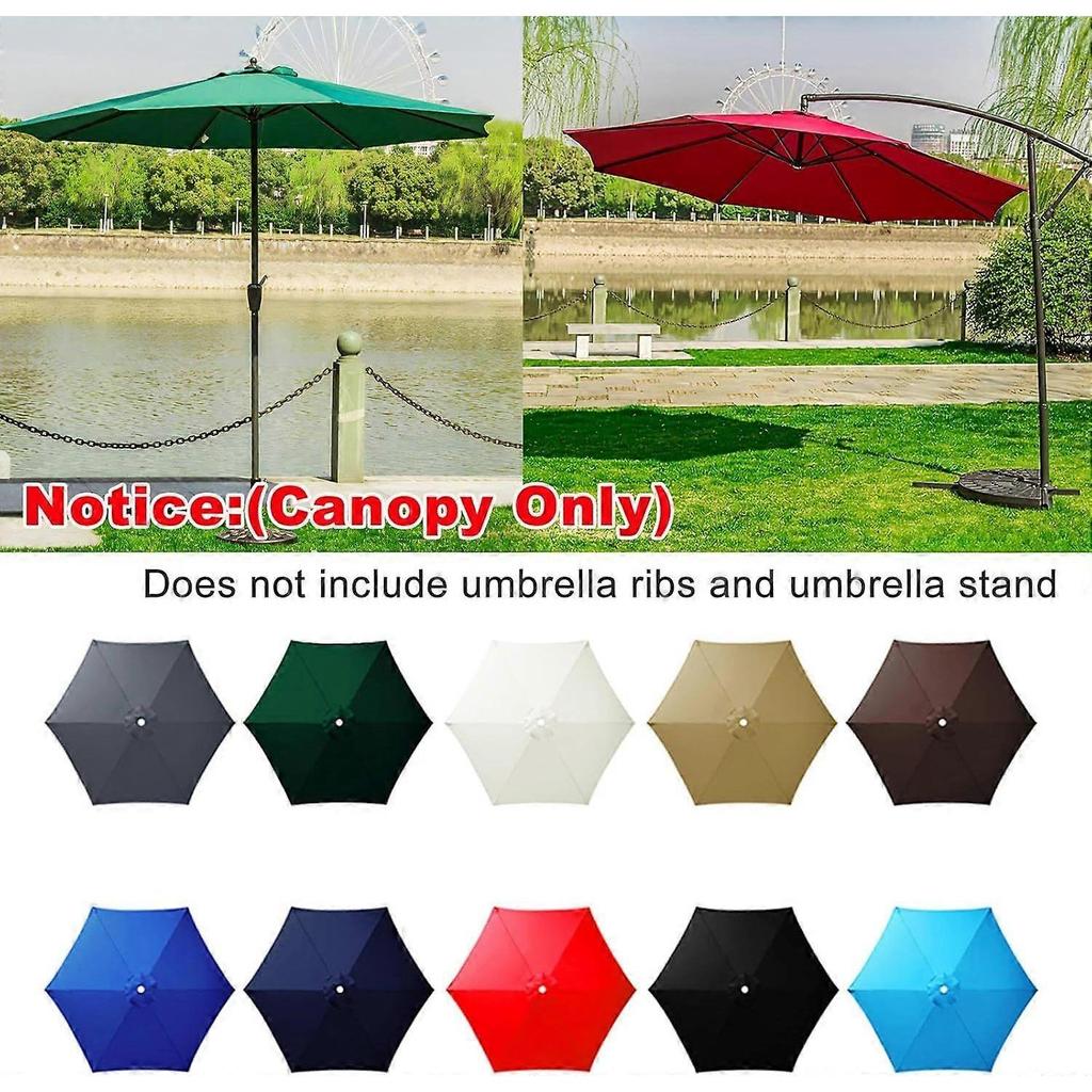 Cobertura de Reposição para Guarda-sol de Pátio de 10 Pés e 6 Varetas (Apenas a cobertura), Cobertura de Reposição Proteção UV Impermeável Mesa Externa Mercado Pátio Guarda-sol Superior