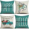 New Flower Pillowcase Living Room Bedroom Bedside Pillowcase Linen Printed Cushion Cover