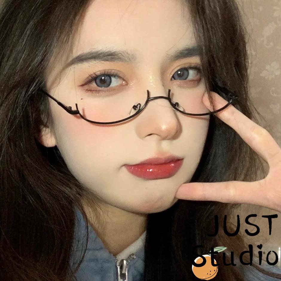 Half-Rim Y2K Japanese-Style Glasses Frame - Women's Cute Anime Soft Girl Cosplay Style.
