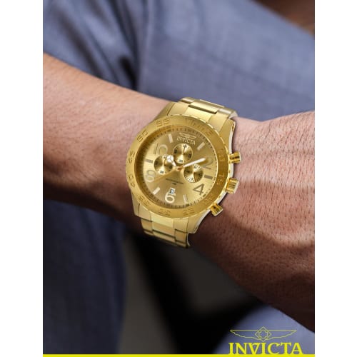Invicta Specialty Quartz Watch, 50mm Case, Gold Stainless Steel Strap, Gold Dial, 1270, Men's, Officially Imported