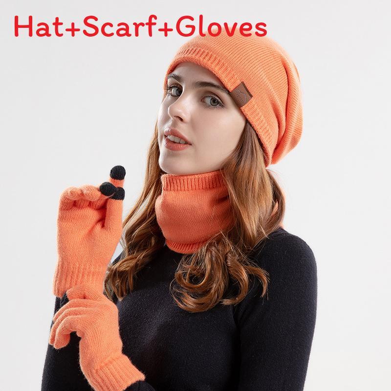 Knitted Winter Hat Scarf Gloves Set With Breathable Warmth For Teen Adults