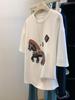 Retro Chic Horse Print Short-Sleeve Women's Slimming T-Shirt