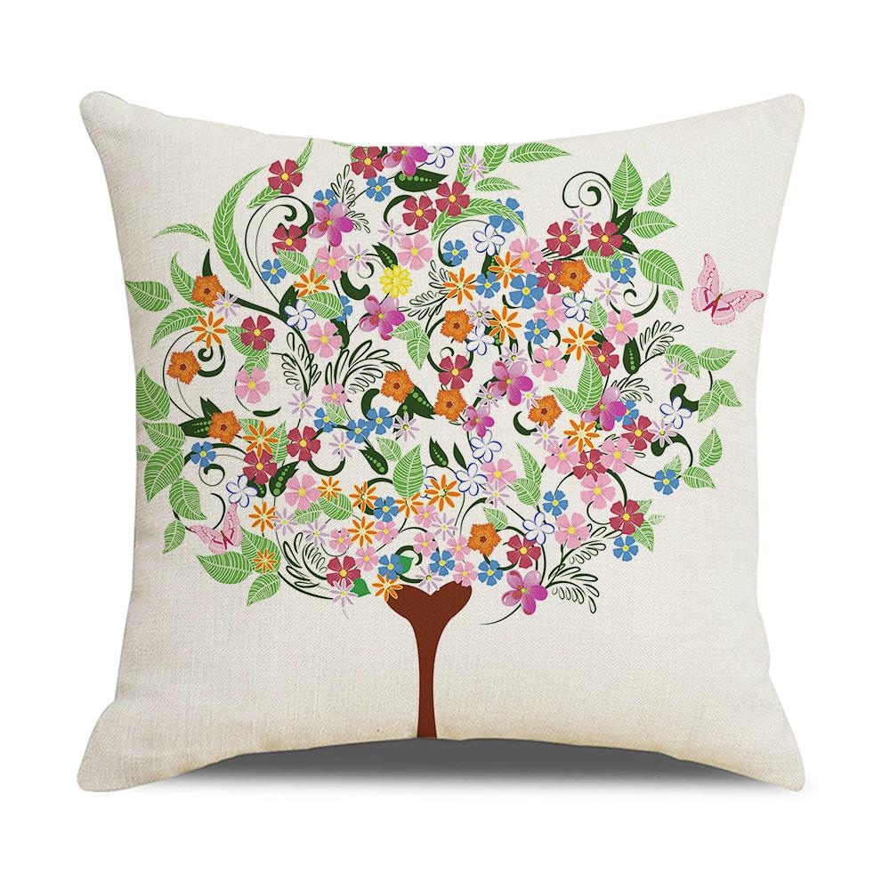 Ins Nordic Style Cartoon Tree Car Sofa Pillow Custom Nap Pillow Lumbar Cushion Cover Home