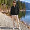 School Wear for Men Quarter-Zip Sweatshirt, Long Sleeve Turndown Collar Outdoor Sports Pullover Solid Color Shirt Fall Winter Comfortable Daily