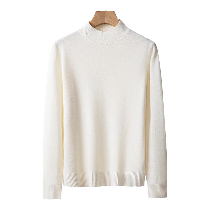 Hengyuanxiang Women's 100% Pure Wool Thick Half-High Collar Sweater