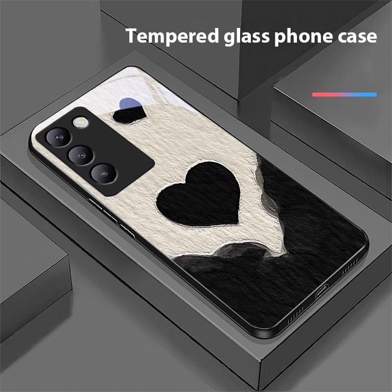 Love Black A Pro Y72 33S 11 03 36 96 Lite 35 16 Iqoo 12 V40 SE 5G 29 40 21 30 X80 Pro Vivo Tvrzené Sklo Pouzdro na Telefon Černé