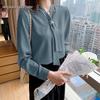 2025 Spring Korean Style White Chiffon Blouse with Bowknot - Women's Long Sleeve Professional Top