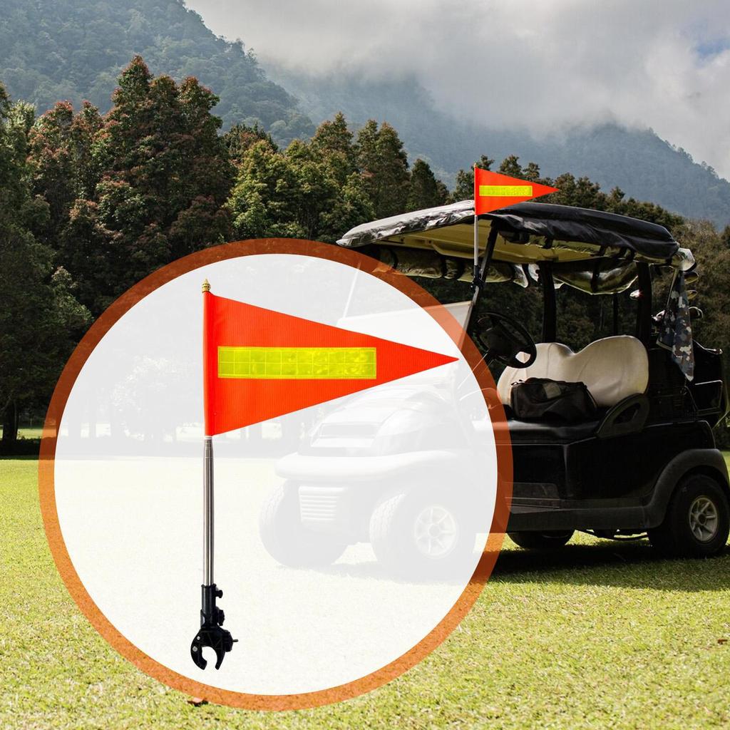 Golf Cart Flag Pole Kit Holder Accessories High Visibility Night Outdoor Telescopic for