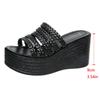 Fashion New Fashion Gold Wedge Sandals for Women Summer Braided Strap Chunky Platform Sandles Woman Thick Bottom Non Slip Beach Slippers