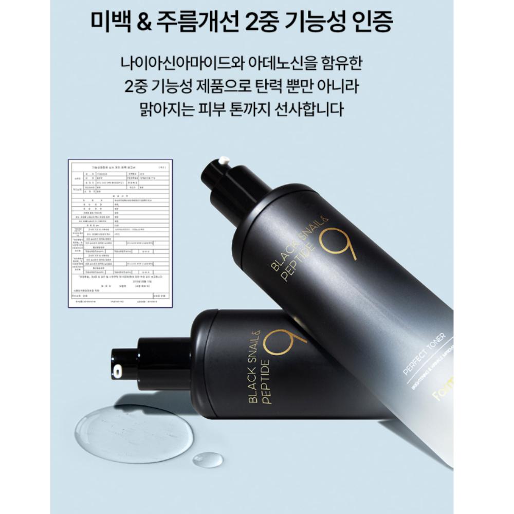 FARM STAY Black Snail & Peptide 9 Perfect Toner (120ml)
