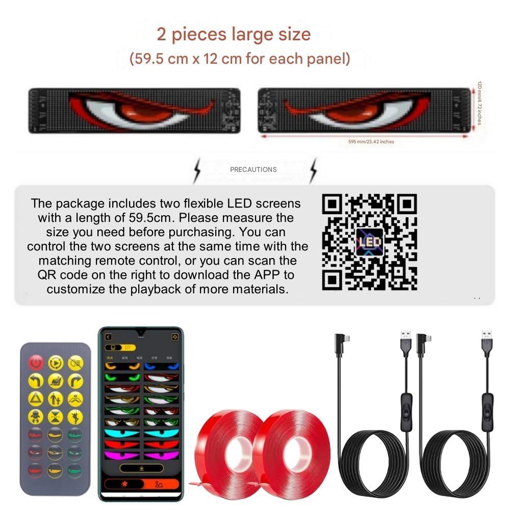 

2 шт. светодиодные фары-глаза для автомобиля, прицепа, грузовика, лобового стекла, беспроводные самоклеящиеся, светодиодный экран-глаза, анимированные светодиодные глаза для автомобиля, которые мигают CHINA