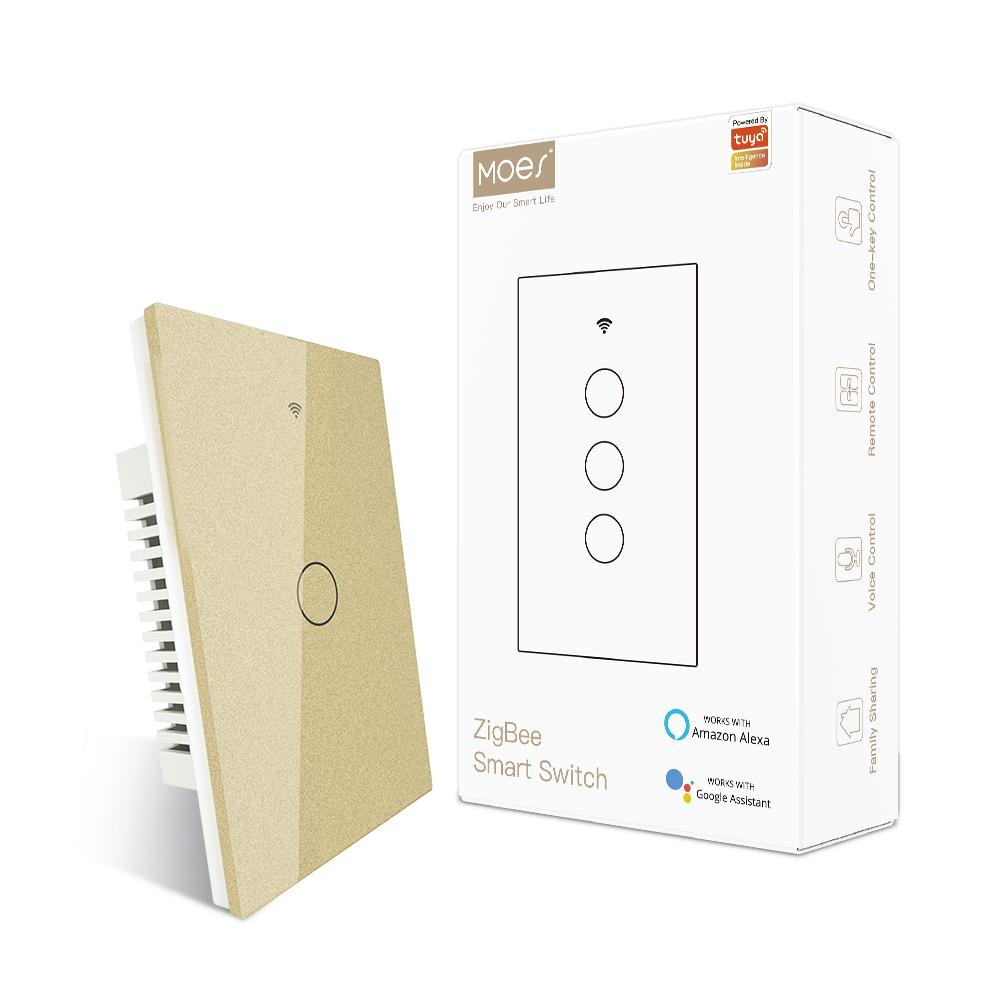 Tuya ZigBee 3.0 Smart Light Wall Switch Touch Switches  No Neutral No Capacitor  EU UK Standard 1/2/3/4 Gang Home Automation