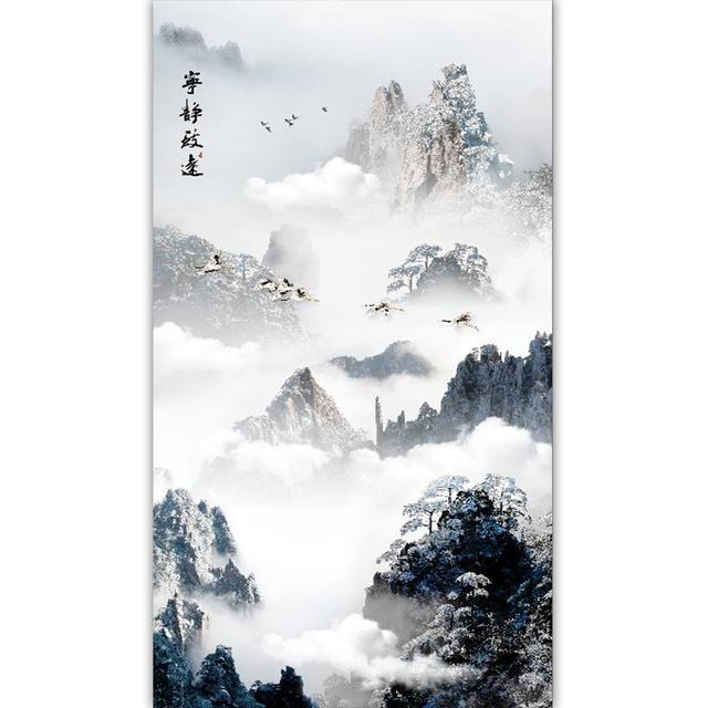 Poetischer Raum mit endlosem Charme, Landschaftsmalerei, blaue Berge und Tinte, klassische Heimwandmalerei, dekorative Leinwand