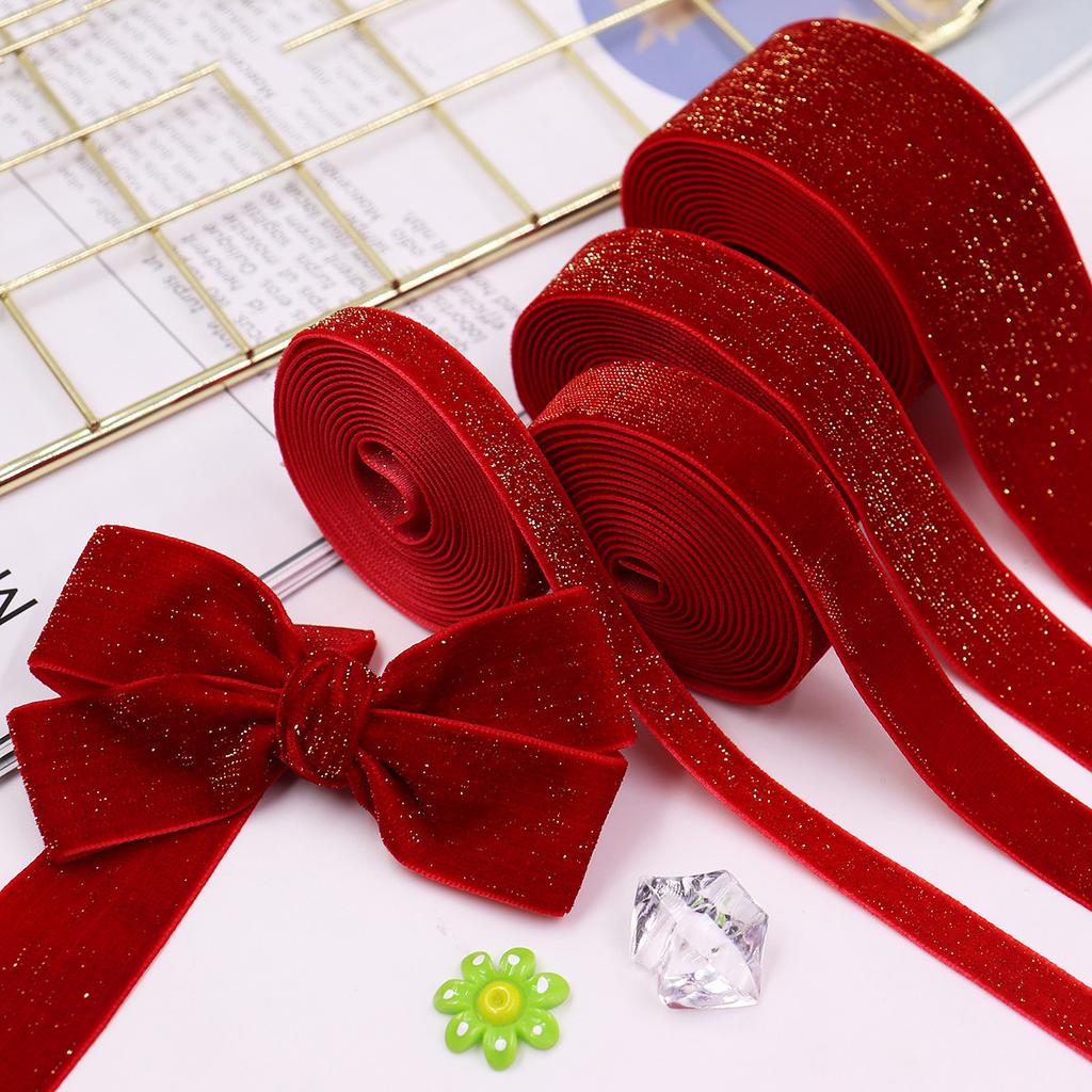 5yard Christmas Box Ribbon DIY Christmas Tree Decoration Gift Flower Packaging Red Ribbon New Year Xmas Accessory