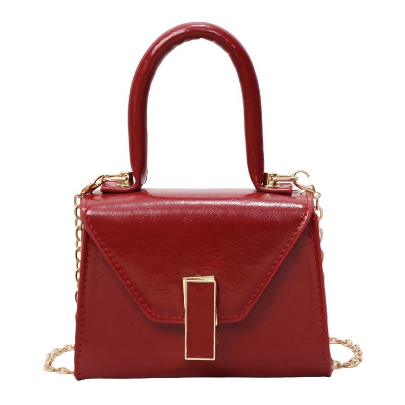 Temperament Fashion Casual Women's 2025 New Summer Texture Solid Color Chain One Shoulder Crossbody Portable Small Square Bag