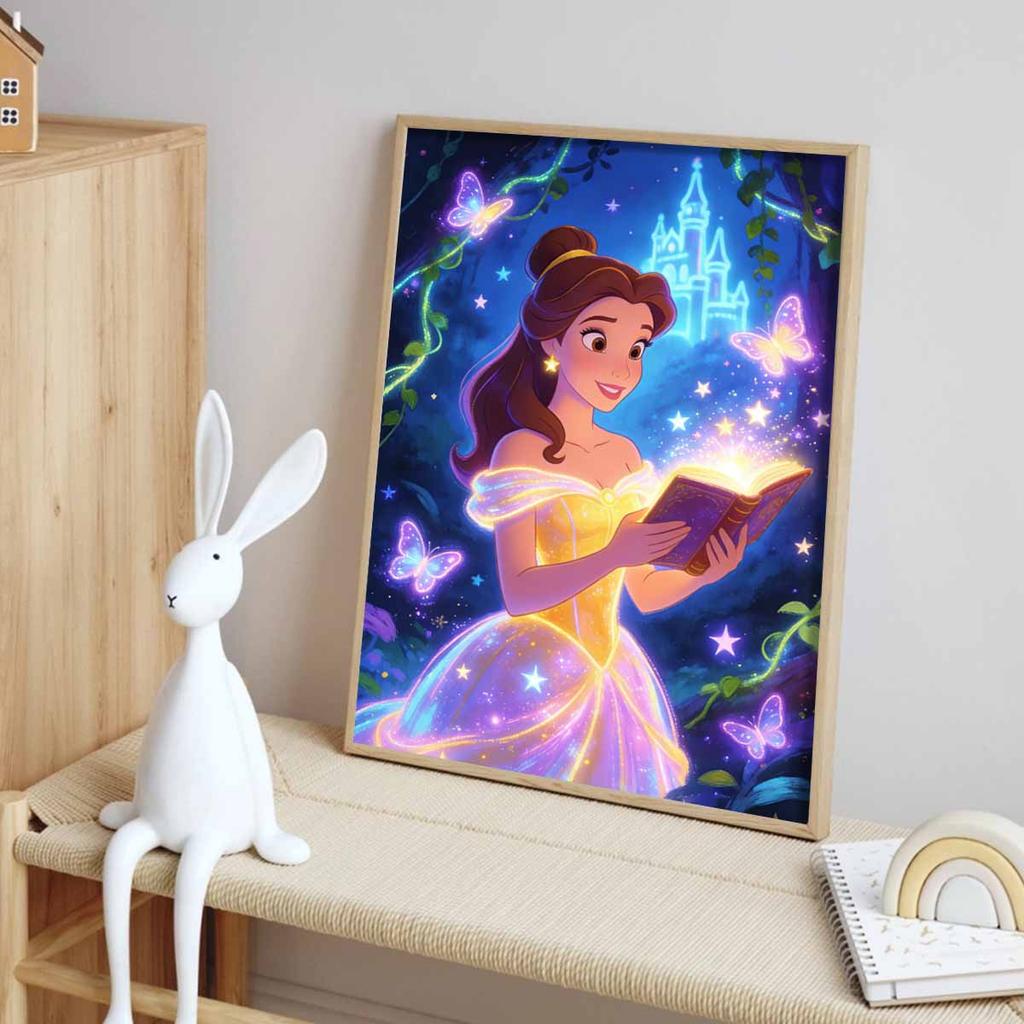 Disney 5D DIY All Diamond Art Painting Kit Enchanted Castle Butterfly Belle Magical Book Home Decor Gift