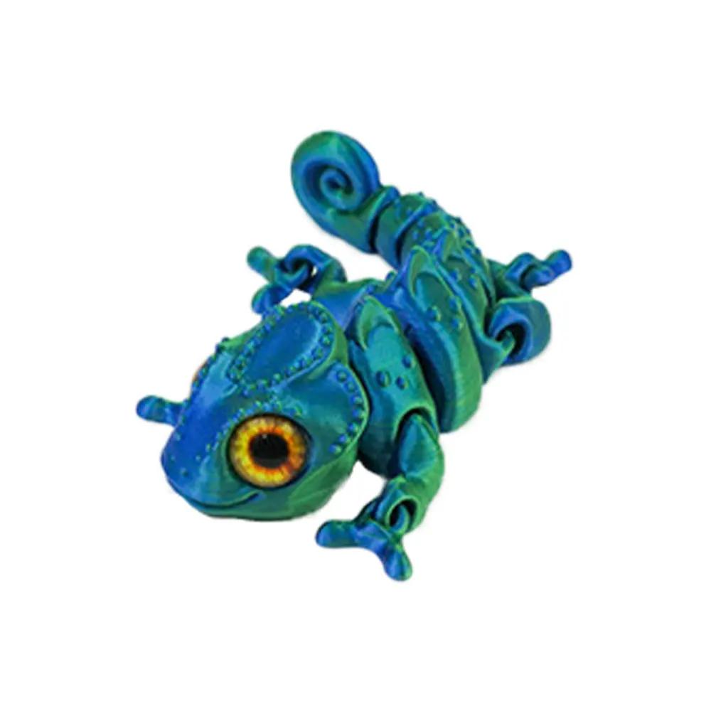 3D Printing Chameleon Figures Multi-Joint Movable Simulation Eyes for Home Accessories Kids Gift Living Room Decoration