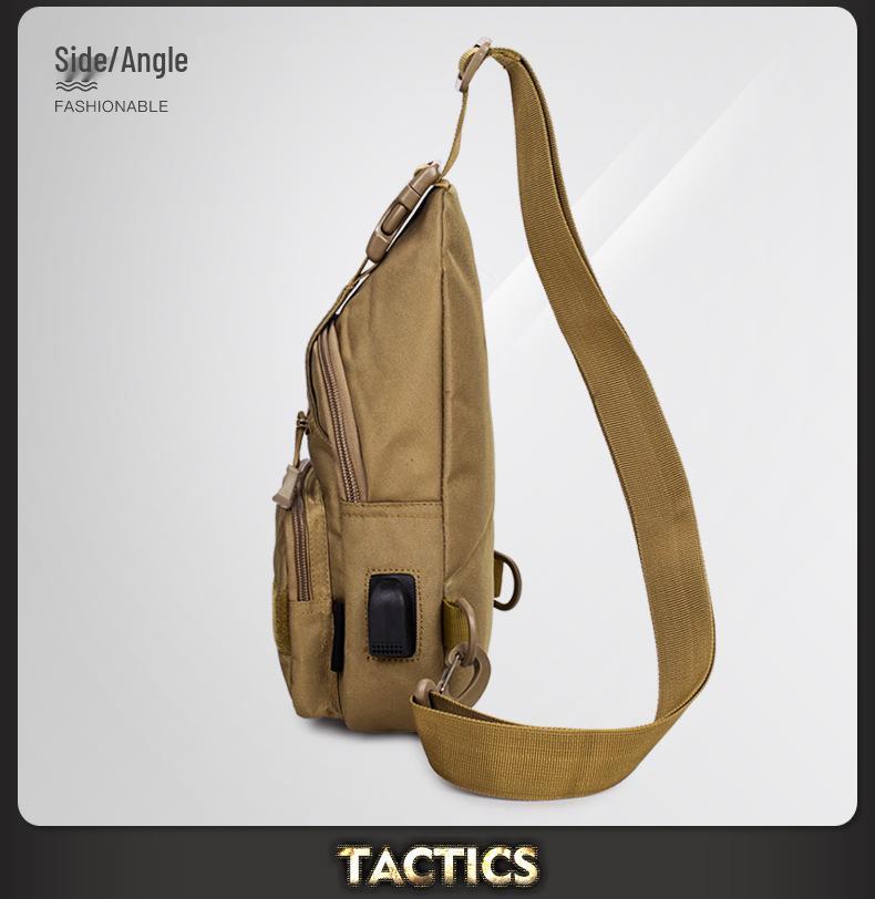 New Tactical Shoulder Bag with USB, Water Bottle Holder, and iPad Slot for Outdoor Use