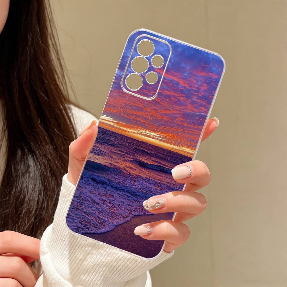 Meeresblick Sonnenuntergang Handyhülle Transparentes Silikon Weich Für Samsung S25,S24,S21,S22,S23,S30,Ultra,S20,Plus,Fe