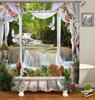 Rural Garden Flowers Seaside Scenery Shower Curtain Waterproof Bathroom Curtains Beautiful Sea Landscape Bath Screen with Hooks