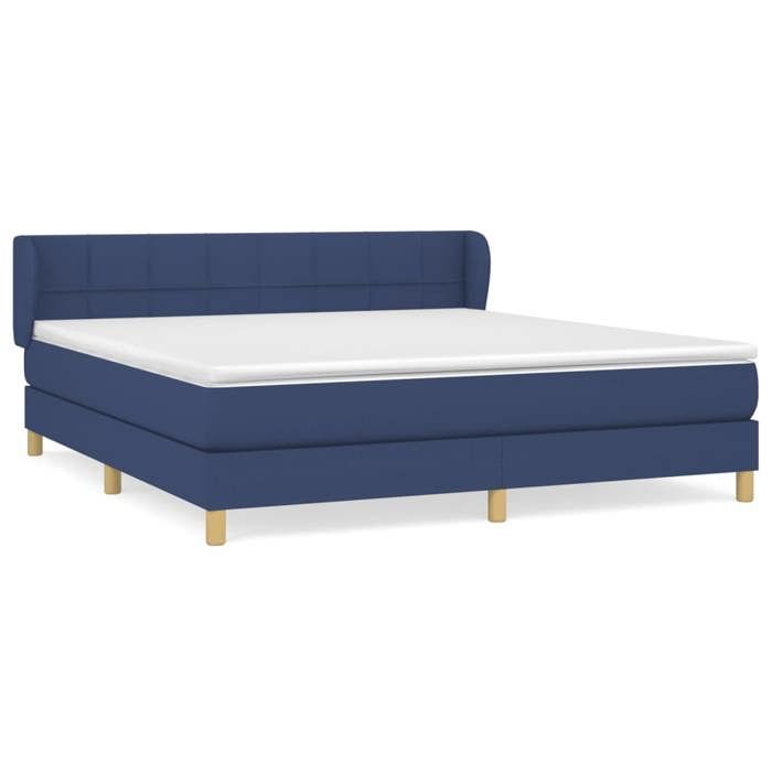 3126827 vidaXL Lit à sommier tapissier avec matelas Bleu 180x200 cm Tissu