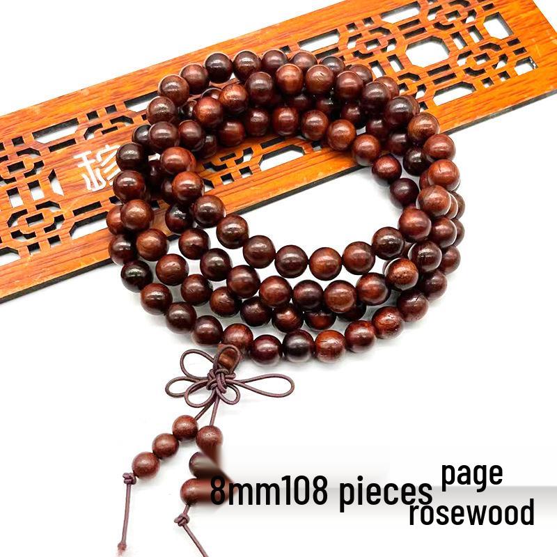 Buddhist Prayer Bracelet - 108 Beads, Multi-strand Sandalwood, Black Rosewood, Wenwan Style