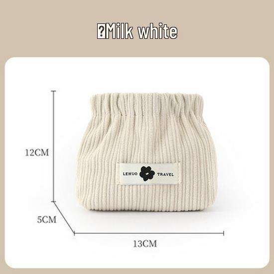 Cute Small Corduroy Snap Coin Purse - Automatic Closure Makeup & Change Bag