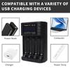 POWERKAN ALL4 AA/AAA 4-slot Small Convenient Battery Charger for 1.2V  Hi-MH& 1.5V/3.7VLi-ion With LCD Screen