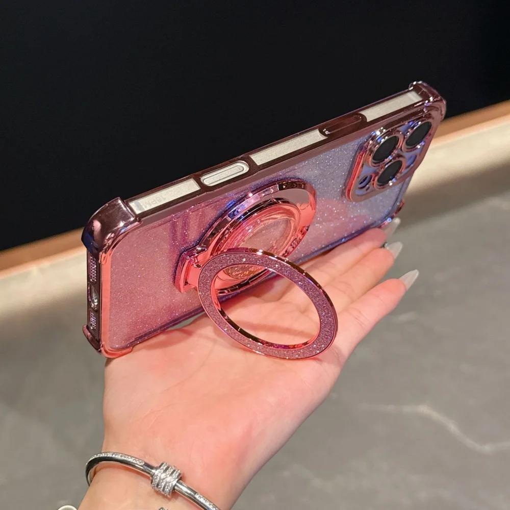 Glitzer Magnetischer Ständer Halter Hülle Für Xiaomi POCO X6 Pro F6 X7 F4 X5 C65 C75 X3 NFC M6 Stoßfest Weiche Hülle