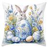 Blue Floral Easter Pillows With Bunny And Eggs Polyester pillowcase, sofa decorative cushion cov Headboard Pillow