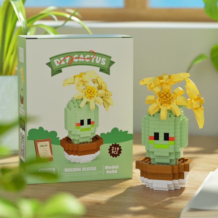 

Милый кактус в горшке, конструктор, модель для сборки из микрочастиц растений, детская игрушка «Сделай сам», рождественский подарок S