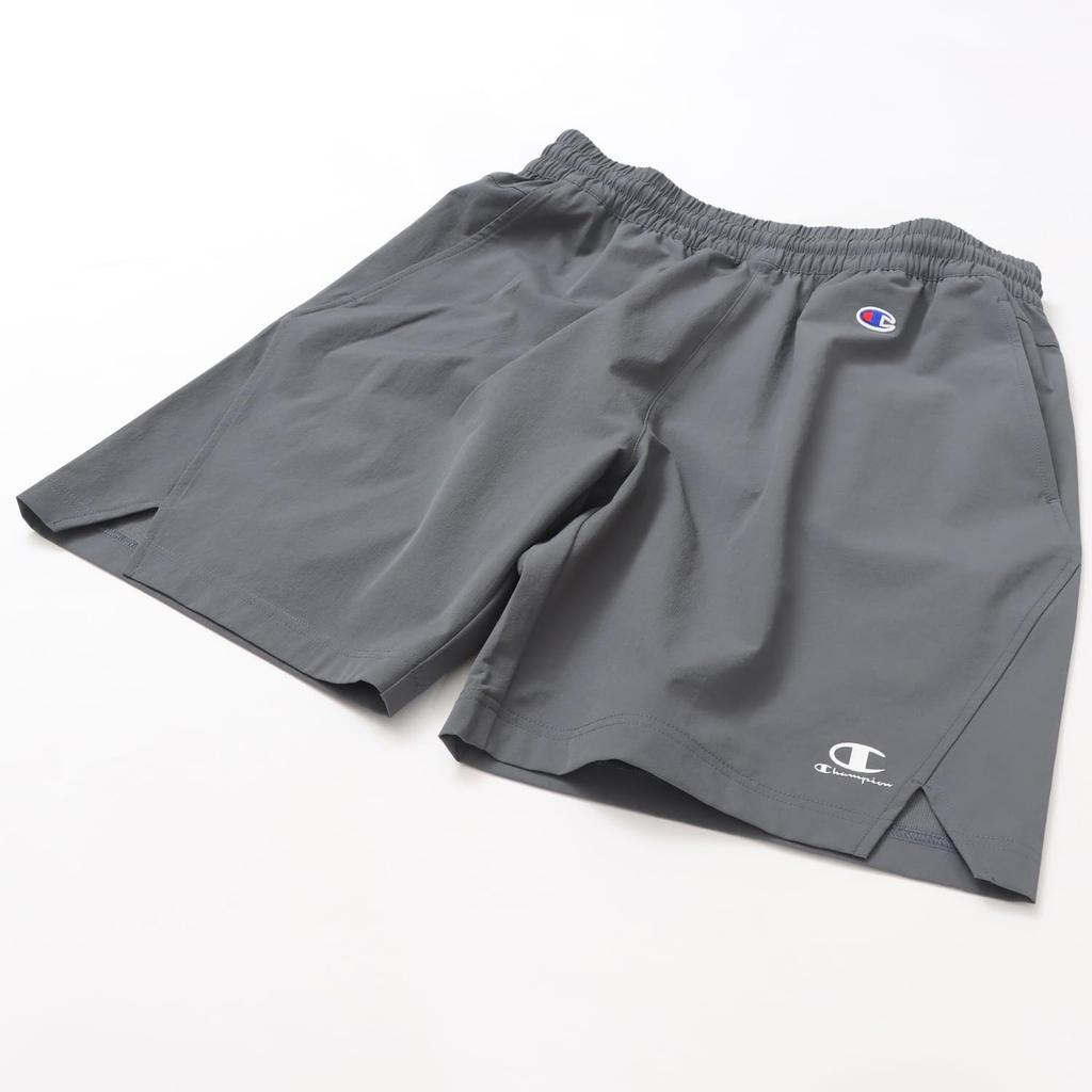 Champion Sports Charcoal Men's Shorts, Stretch, Water-Repellent, One-Point Logo, C3-ZS502,