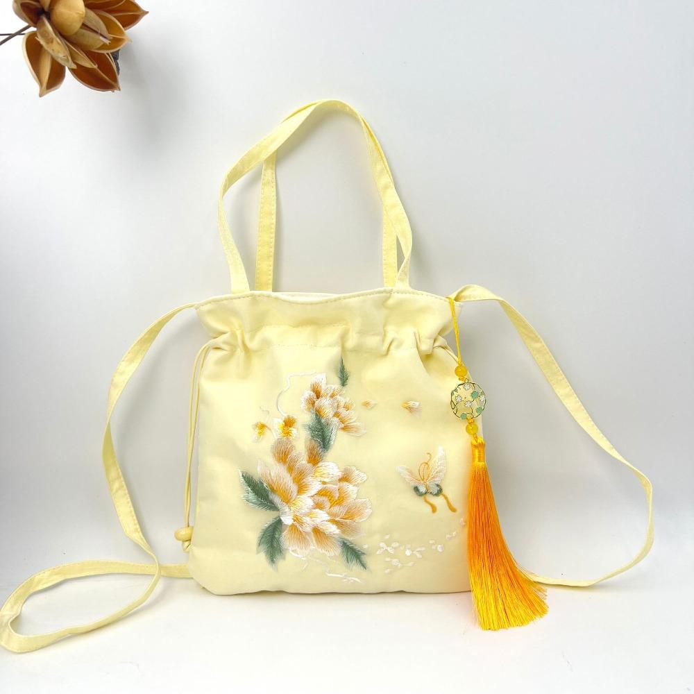 Organza Hanfu Embroidery Handbag Sweet Small Purse Bag Chinese Style Drawstring Bucket Bag  Daily
