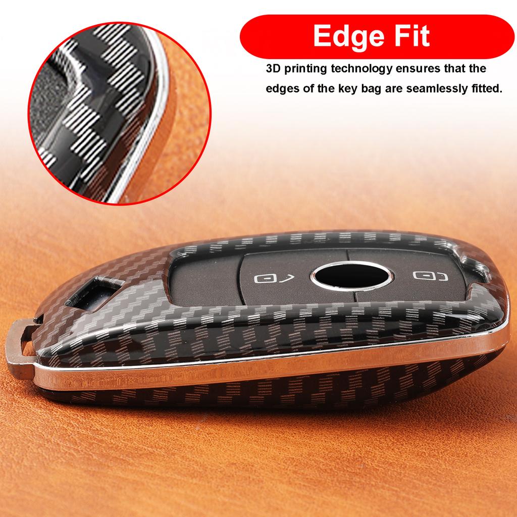 Remote Carbon Fiber Car Key Chain Ring Cover Case Holder 2 3 4 Button For Mercedes Benz C E S Class ML SL SLC GLA GLB GLC X253