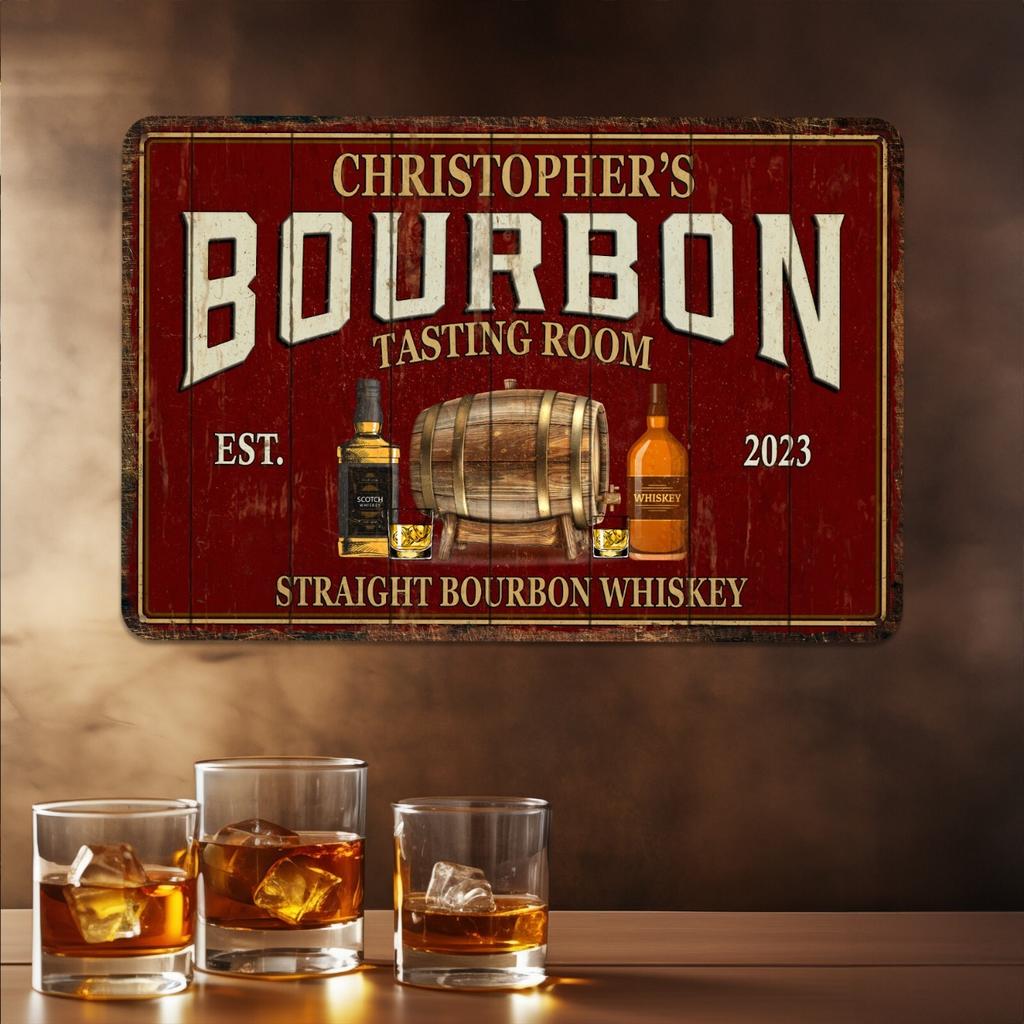Metal Bourbon Bar Sign, Custom Personalized Gift, Saloon Wall Decor