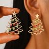 Christmas Colored Zircon Christmas Tree, Simple and Fashionable Women's Earrings, Creative Jewelry, Holiday Gifts