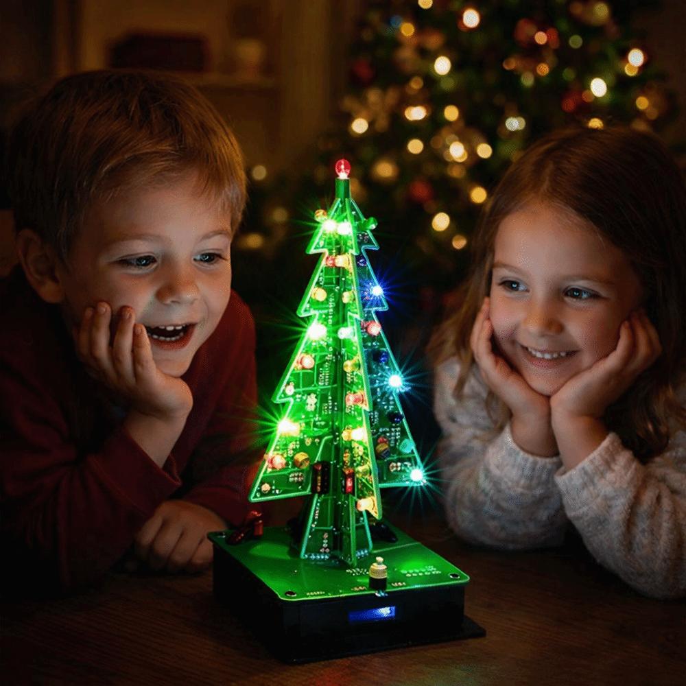 Red Green Yellow Led Led Christmas Tree Flashing Toy Three-Dimensional Design Soldering Practice Kit 3D Led Christmas Tree Kit