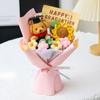 Buchet de Flori Croșetate pentru Absolvire Flori Croșetate Handmade Buchet de Floarea Soarelui cu Păpușă Drăguță Cadou de Absolvire pentru Băieți Fete